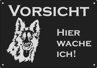 Aluminium Warnschild Altdeutscher Schäferhund VORSICHT Hier wache ich!
